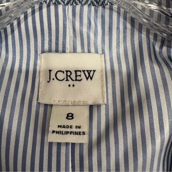 J Crew Factory Blue Herringbone One Button Blazer Linen Cotton Preppy Size 8 - Picture 14 of 14